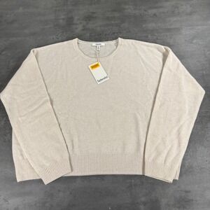 Splendid Cashmere Sweater Womens XL Cream Crewneck Long Sleeve $198 Quiet Luxury